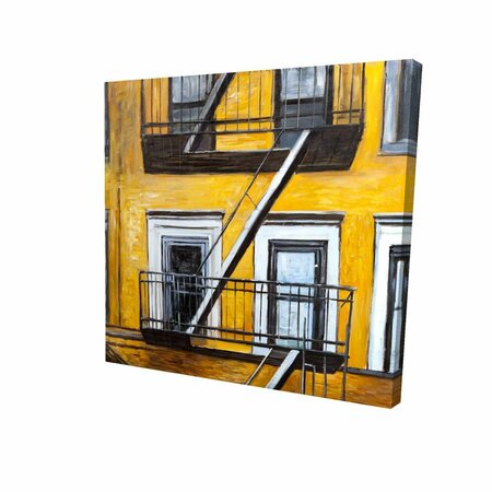 FONDO 16 x 16 in. Building Old Fire Escape-Print on Canvas FO2790335